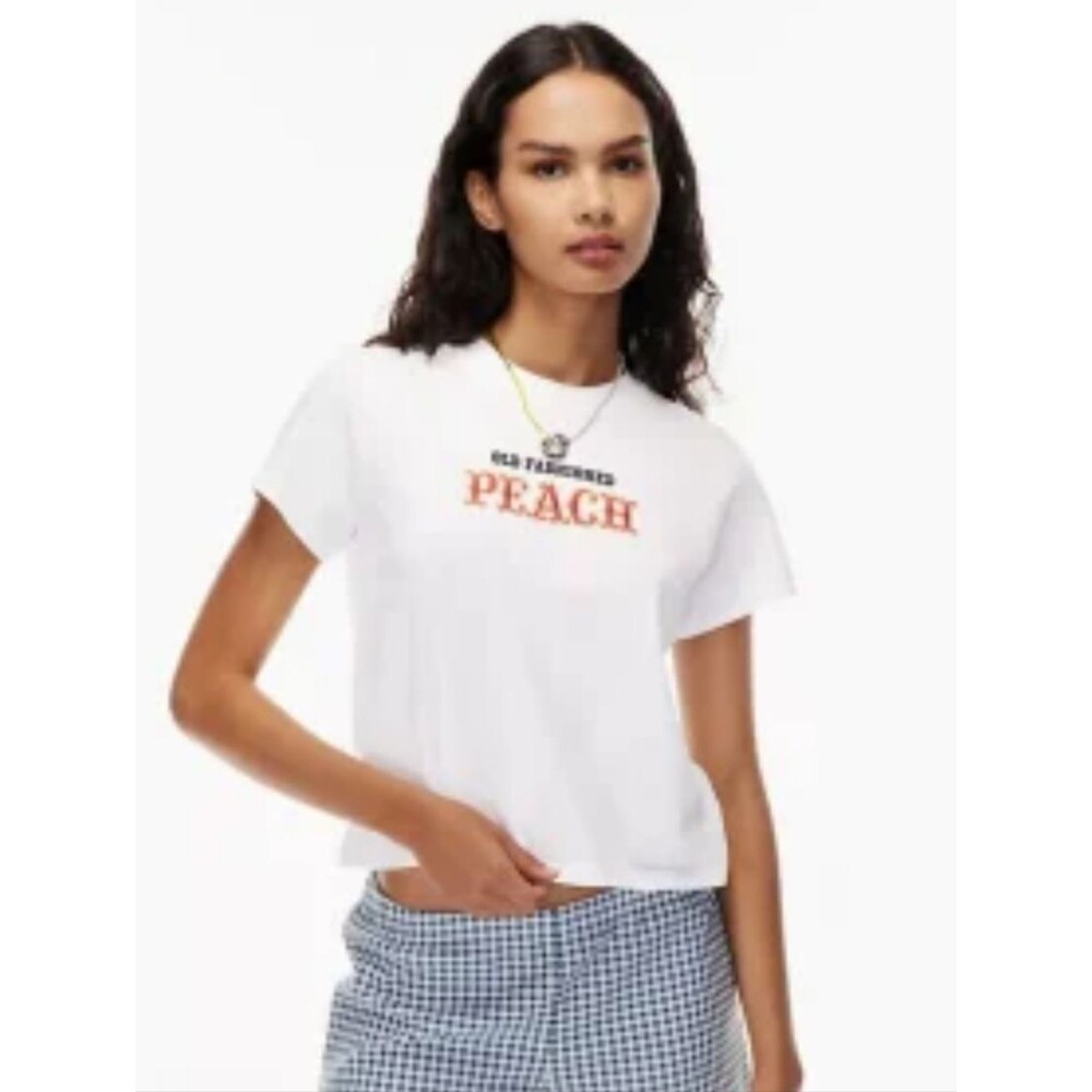 Sunday Best Old Fashioned Peach Graphic Tee Shirt Large Cotton Summer Aritizia